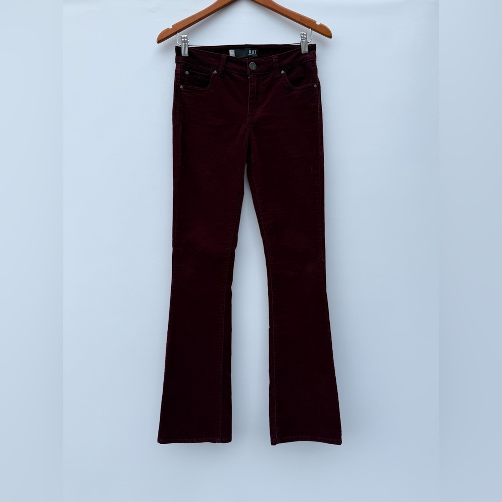 Kut From The Kloth Karen Baby Boot Cut Maroon Corduroy Trousers Size 00 - Picture 3 of 13